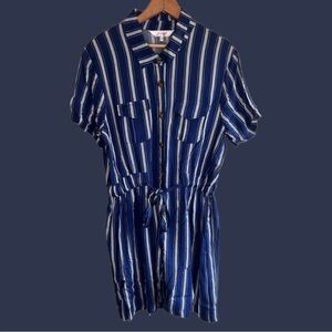 Stella Tweed Nautical Button Front Tie Waist Mini Shirt Dress